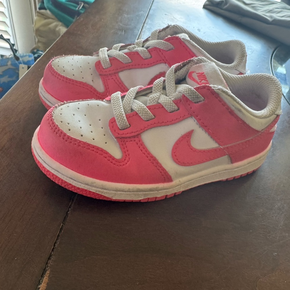 Nike Pink and White Dunk Sneakers 8.5C